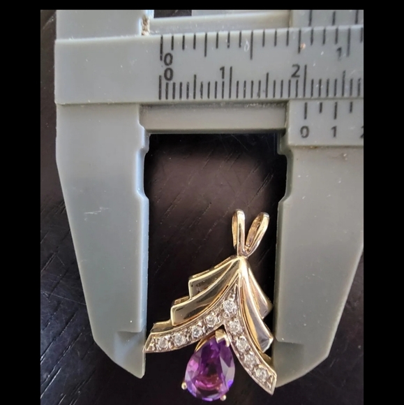 Pendant Amethyst Diamond 14k Yellow Gold  Charm 4.7 grams - Picture 11 of 16